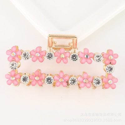 Hair Claw Clip Clamp For Women Girl Flower Floral Rhinestone Pearl Korean Handmade Fashion Head Accessories Mujer Wholesale