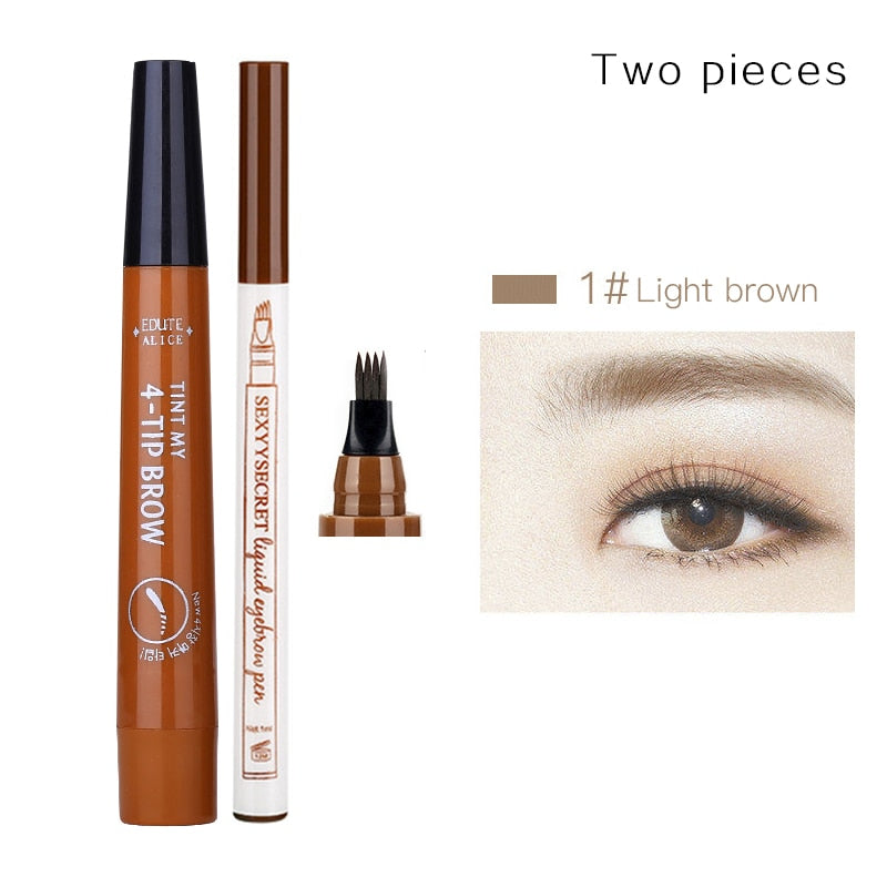 Tint my 4-tip Liquid Eyebrow Pencil Waterproof Apply Well Tattoo Makeup For Women Eyes Cosmetics Natural Wild Brown Eyebrow Gel