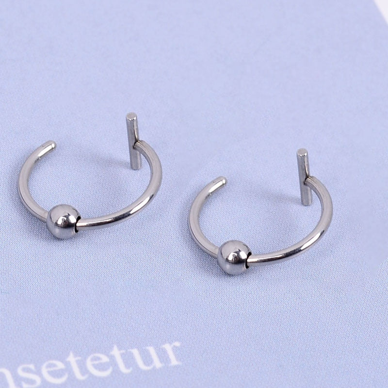 2022 New Punk 8/10mm Titanium Steel Lip Rings Cuff Clip on Fake Labret Piercing Ear Nose Hoops Unisex Women Septum Body Jewelry