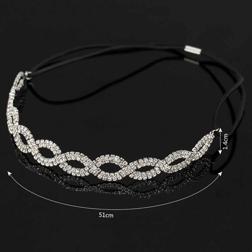 More Styles Rhinestone Elastic Headband Wedding Bridal Hair Chain Accessories for Women Luxury Crystal Hair Band Hair Jewelry