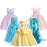 Girls Christmas Costume Kids Rapunzel Elsa Anna Unicorn Belle Cinderella Dress Child Birthday Princess Party Costume