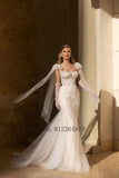 Luxury Mermaid Wedding Dresses  Thick Staps Detachable Train 2 In 1 Lace Applique Wedding Gowns Tailor-Made