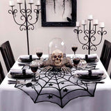 Halloween Decoration Lace Spider Web Skeleton Skull Tablecloth Black Fireplace Mantel Scarf Event Party Decoration Supplies