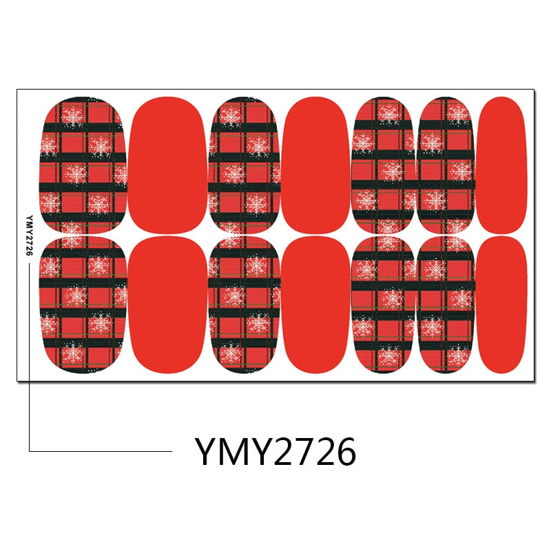 2021 NEW Christmas Series Nail Polish Stickers Strips Plain Nail Art Decorations Heart Designs Glitter Powder Manicure Tips