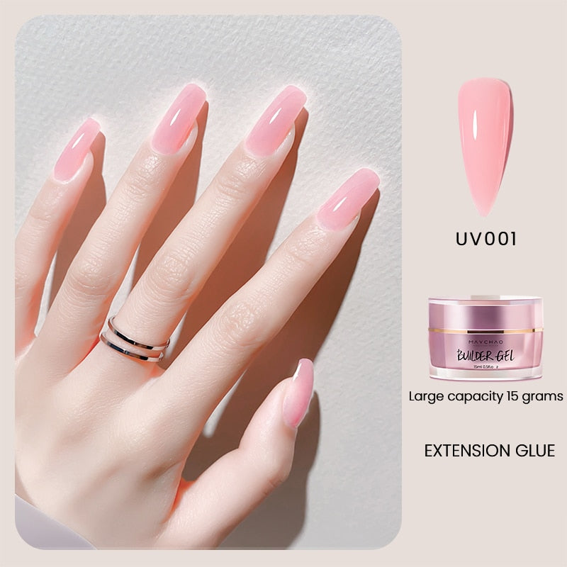 MAYCHAO 15ml Nail Gel Acrylic Nail Art Transparent Camouflage Color Fibre Glass Hard Jelly Quick Building Nail Extend Gum