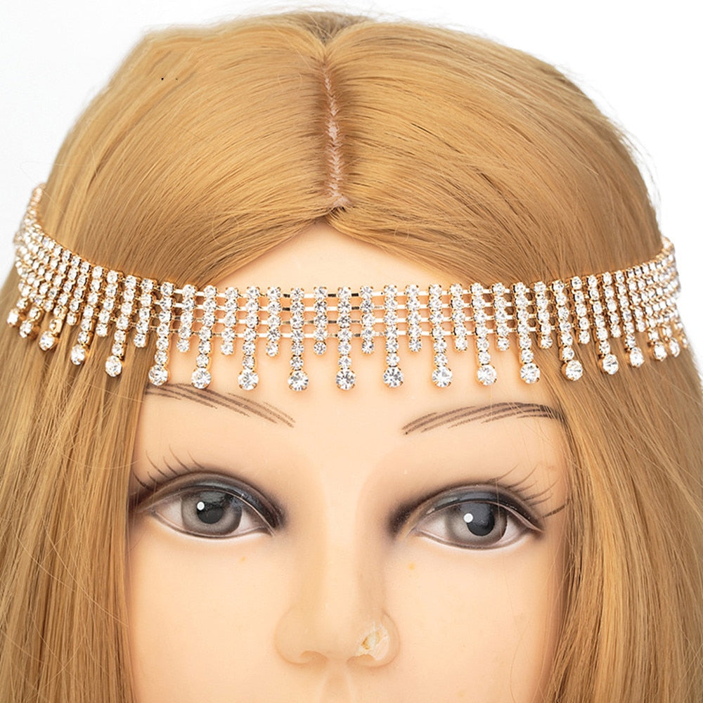 More Styles Rhinestone Elastic Headband Wedding Bridal Hair Chain Accessories for Women Luxury Crystal Hair Band Hair Jewelry