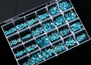 2000PC (20*100) Crystal AB Rhinestone In Grids 20Shape Flat- Back Nail Art Rhinestone With 1 Pick Up Pen In Clear Big Box