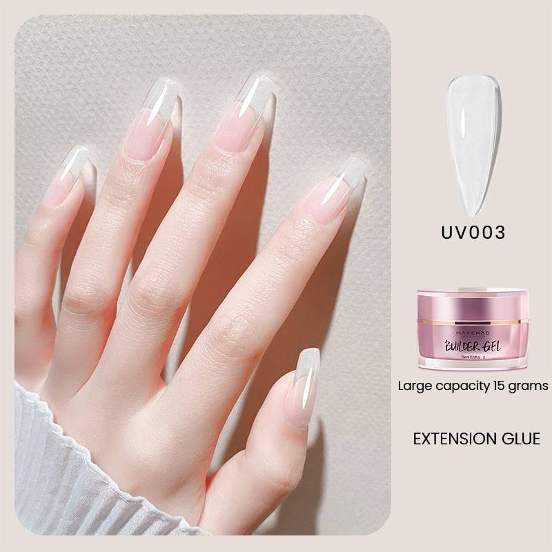 MAYCHAO 15ml Nail Gel Acrylic Nail Art Transparent Camouflage Color Fibre Glass Hard Jelly Quick Building Nail Extend Gum