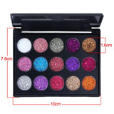 15 Colors Diamond Sequin Eyeshadow Palette High Gloss Shimmer Shiny Glitter Eye Shadow Waterproof Cosmetic Eye Makeup TSLM1