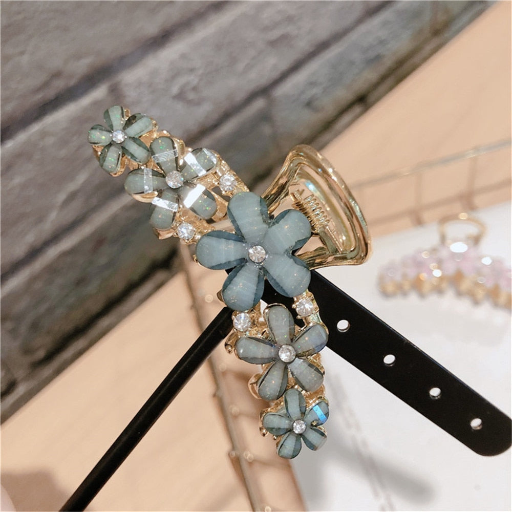 Hair Claw Clip Clamp For Women Girl Flower Floral Rhinestone Pearl Korean Handmade Fashion Head Accessories Mujer Wholesale