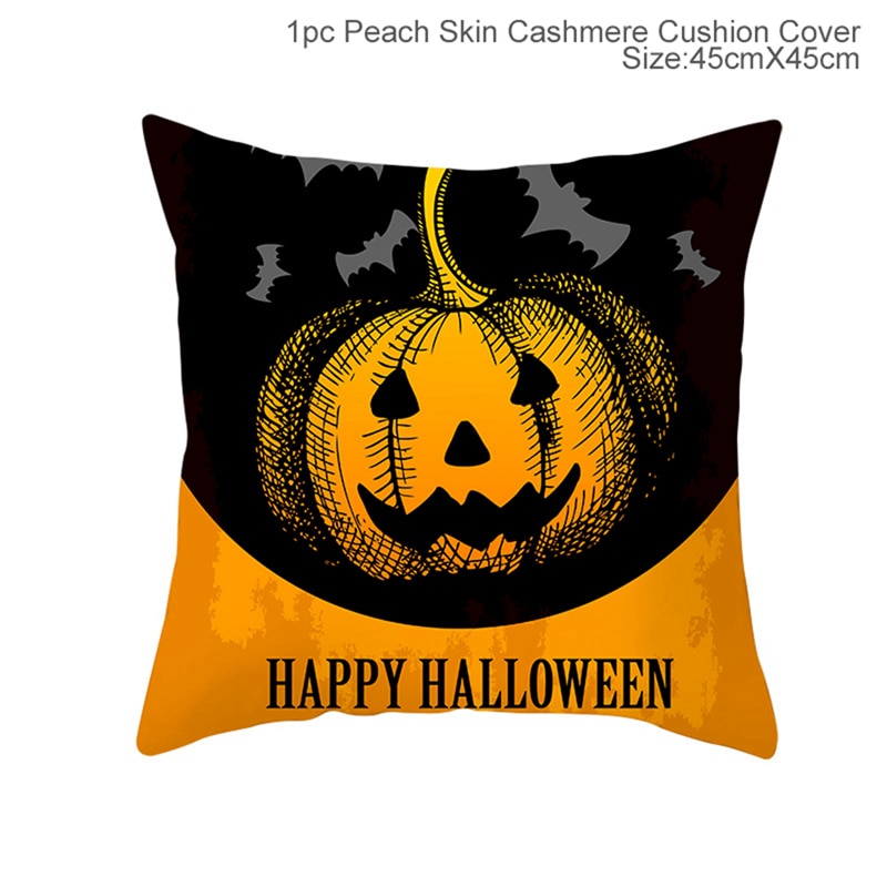 Halloween Cushion Cover Pumpkin Bat Wizard Ghost Halloween Decor For Home Pillowcase Ornament Scary Halloween Party Supplies