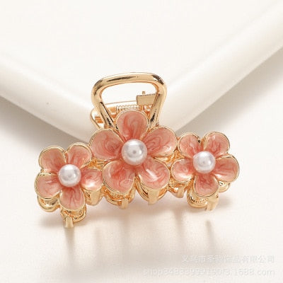 Hair Claw Clip Clamp For Women Girl Flower Floral Rhinestone Pearl Korean Handmade Fashion Head Accessories Mujer Wholesale