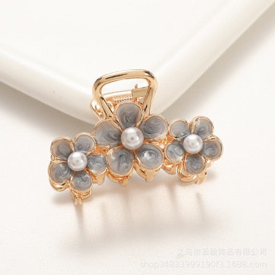 Hair Claw Clip Clamp For Women Girl Flower Floral Rhinestone Pearl Korean Handmade Fashion Head Accessories Mujer Wholesale