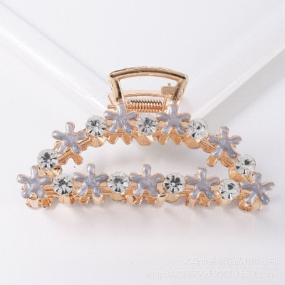 Hair Claw Clip Clamp For Women Girl Flower Floral Rhinestone Pearl Korean Handmade Fashion Head Accessories Mujer Wholesale