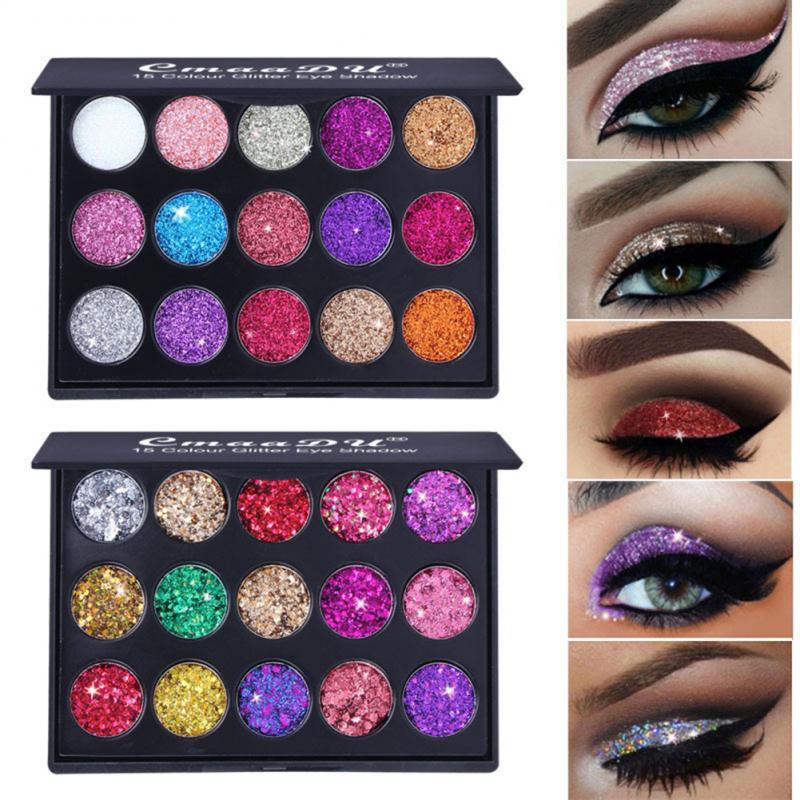 15 Colors Diamond Sequin Eyeshadow Palette High Gloss Shimmer Shiny Glitter Eye Shadow Waterproof Cosmetic Eye Makeup TSLM1