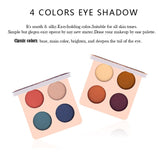 Eye Shadow 4 Color Eye Shadow Palette  Dark Blue Wine Red Eye Shadow Palette Shimmer Pigment Waterproof Mineral Balm TSLM1