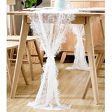 OurWarm White Floral Lace Table Runner Wedding Party Burlap Natural Jute Imitated Linen Rustic Table Home Decoration