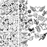 Angel Wings Halloween Heart Temporary Tattoos For Women Children Realistic Astronaut Skull Fake Tattoo Sticker Body Hand Tatoos