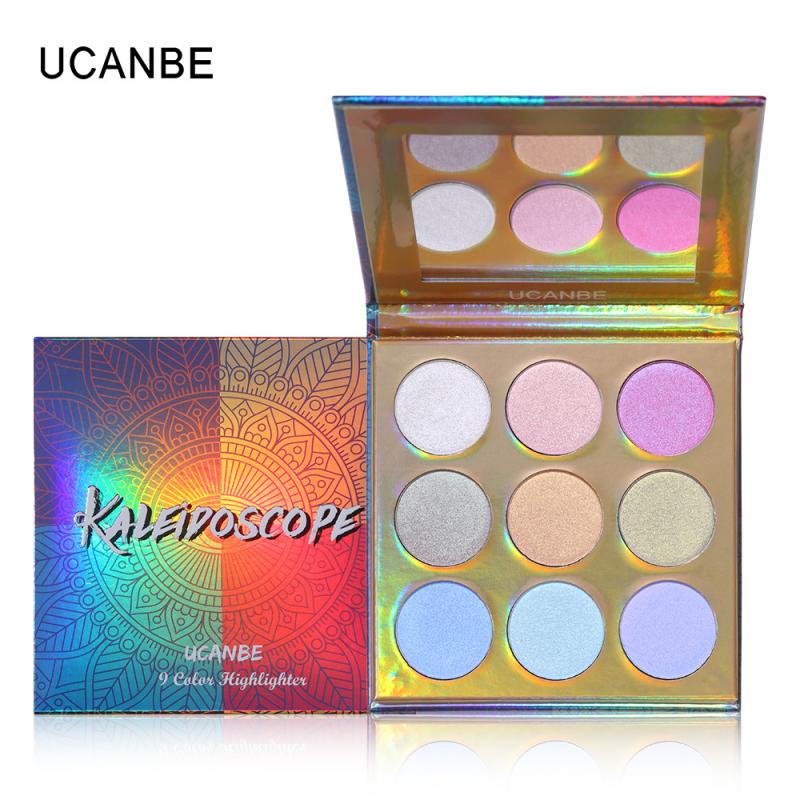 UCANBE 9 color Highlighter Eyeshadow Palette Shine Long Lasting Waterproof Eye Shadow Pallete Shiny Brighten Eye Pigment makeup