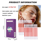 Oklulu  Cotton Swab Lipstick 20pcs/box Microbrush Long Lasting Waterproof Disposable PortableLip Gloss Makeup Lip Tint Cosmetic Set