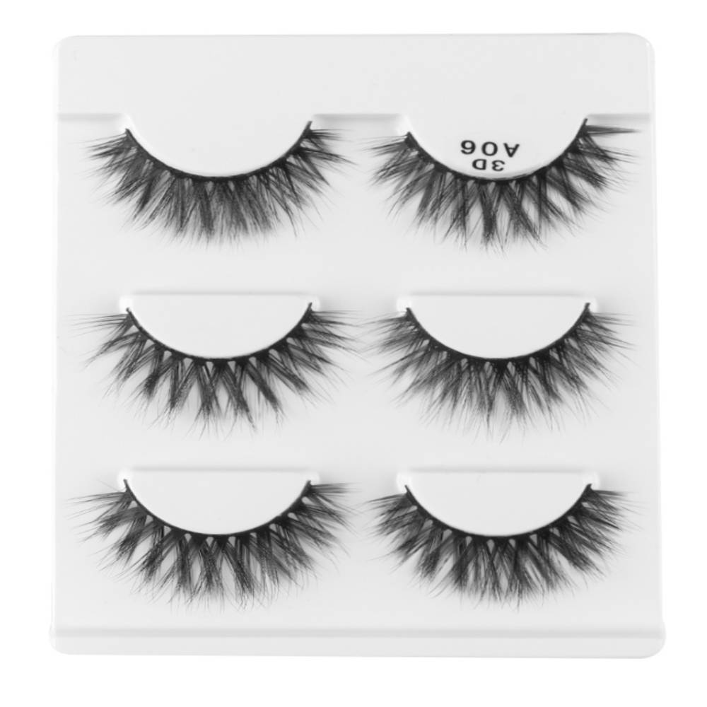 3Pairs Natural 3D False Eyelashes Voluminous Wispy Lashes Black Thick Long Cross Fake Eye Lahes Extension Makeup Beauty tools