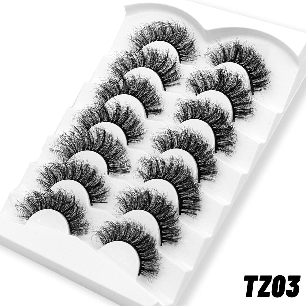 Lashes 5/7 Pairs Eyelashes Faux Mink Eyelashes Long Lasting Fluffy Mink Lashes Dramatic Volume lashes Extension Thick Long