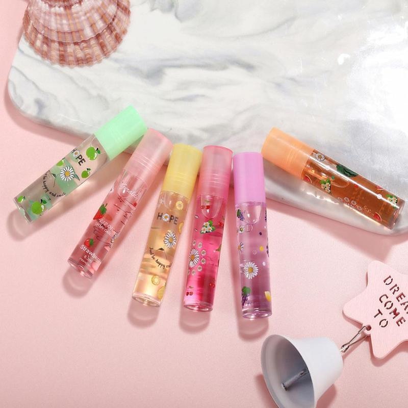 Lip Hydrating 6 Colors Roll-on Fruit Lip Balm Lip Oil Moisturizing Mirror Lip Gloss Transparent Lipstick Primer TSLM1