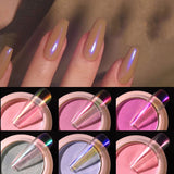1g/box Transparent Holo Nail Glitter Mirror Aurora Neon Powders Dust Chameleon Nail Art Chrome Pigment Dipping Powder Decoration