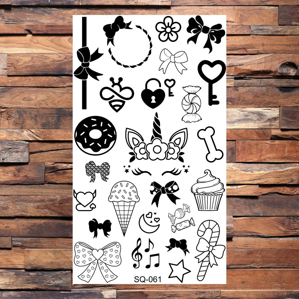 Skull Anchor Halloween Temporary Tattoos For Adults Children Realistic Pirate Panda Compass Fake Tattoo Sticker Body Neck Tatoos