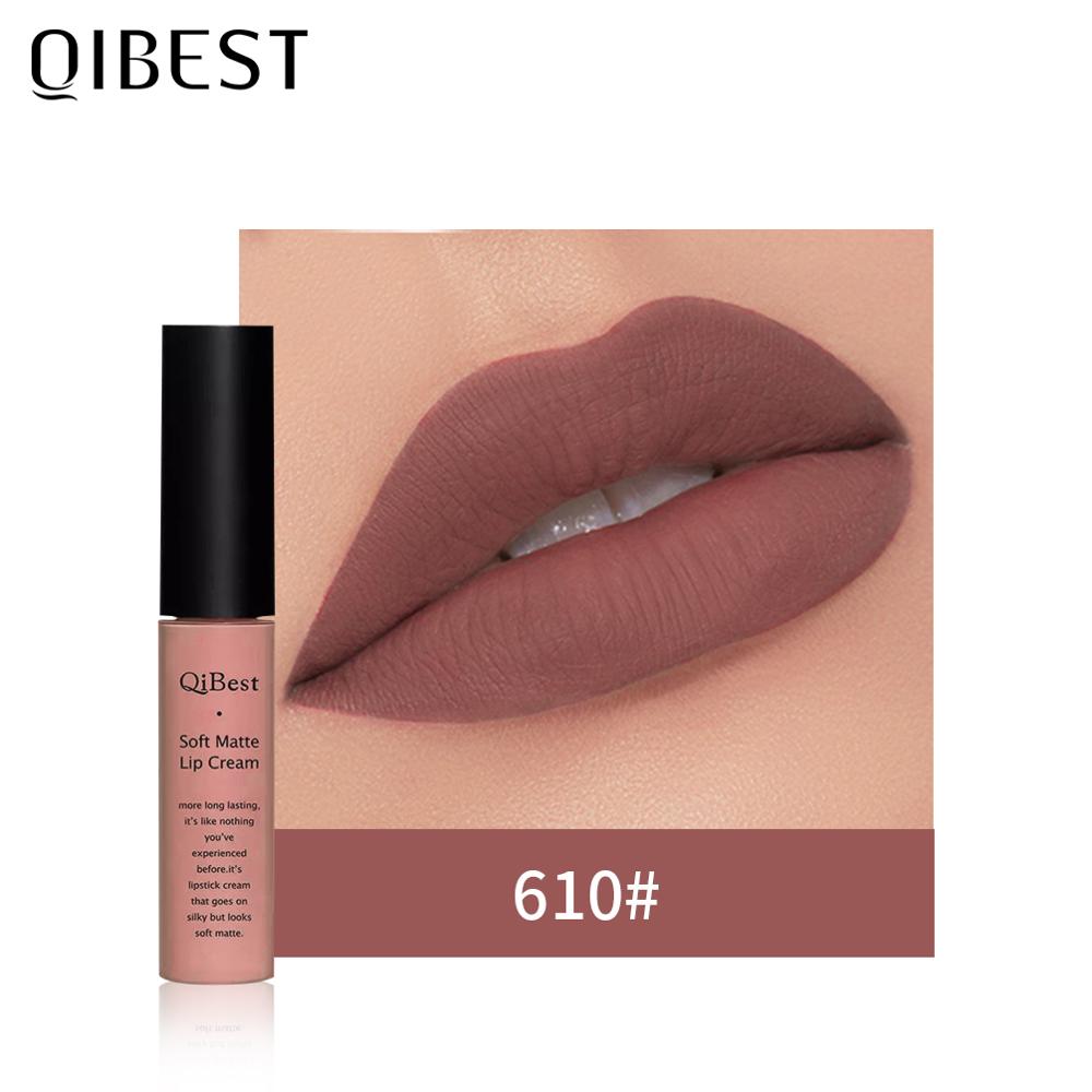 QIBEST Matte Lip Gloss Lip Makeup 34 Colors Velet Nude Waterproof Lipgloss Matte Lipstick Liquid Lipstick Long lasting Lip Tint