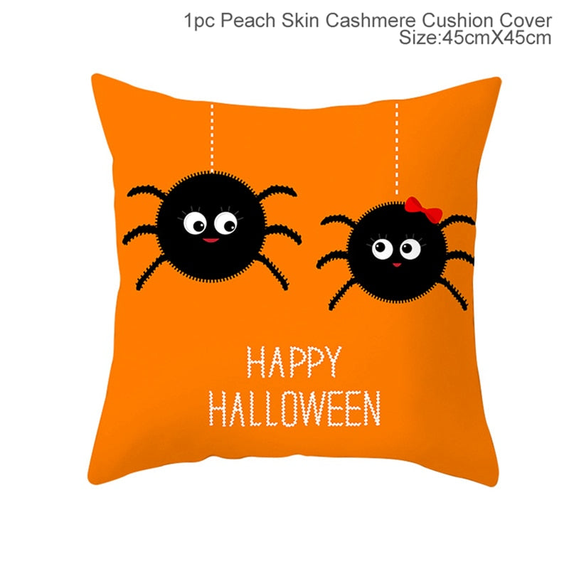 Halloween Cushion Cover Pumpkin Bat Wizard Ghost Halloween Decor For Home Pillowcase Ornament Scary Halloween Party Supplies