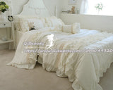 Oklulu 2 set  Princess Solid Color 100% Cotton Bedding  3-Piece Set Ruffled White Bed Skirt