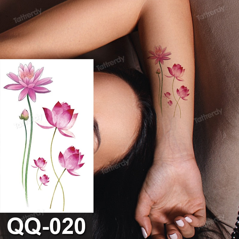 Small Plant Tattoo Sticker Flowers Purple Lavender Daisy Lovely Hand Finger Tattoos Waterproof Sleeve Body Art Temporary Tattoo