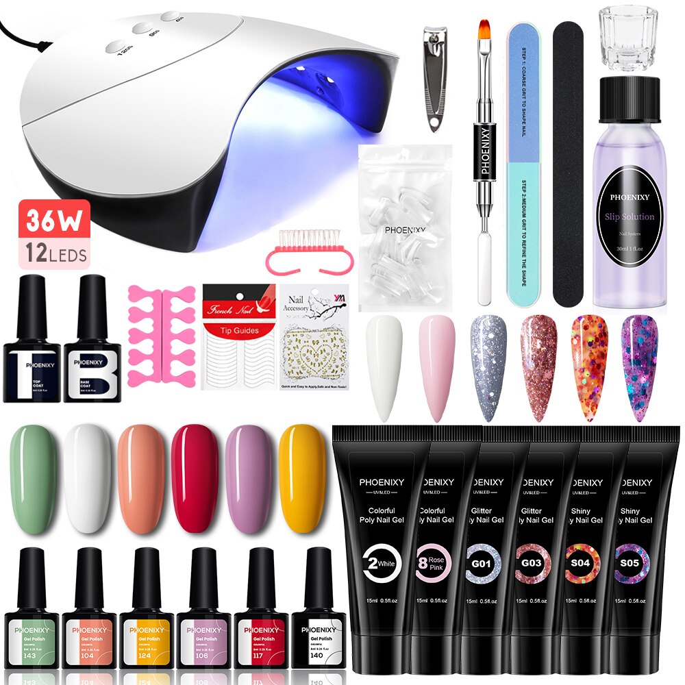 Manicure Set Poly Extension Nail Kit Gel Nails Complete Kit Gel For Extension Semi Permanent UV Varnish Kit Nail Tools Sets