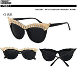 Lady Crystal Stone Oversized Cat Eye Frame Women Summer Style Sunglasses Brands Designer Sexy Female Fashion Sun glasses Oculos