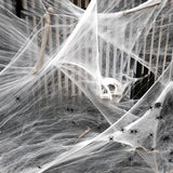 White Stretchy Cobweb Artificial Spider Web Halloween Decoration Scary Party Scene Props Horror House Home Decora Accessories