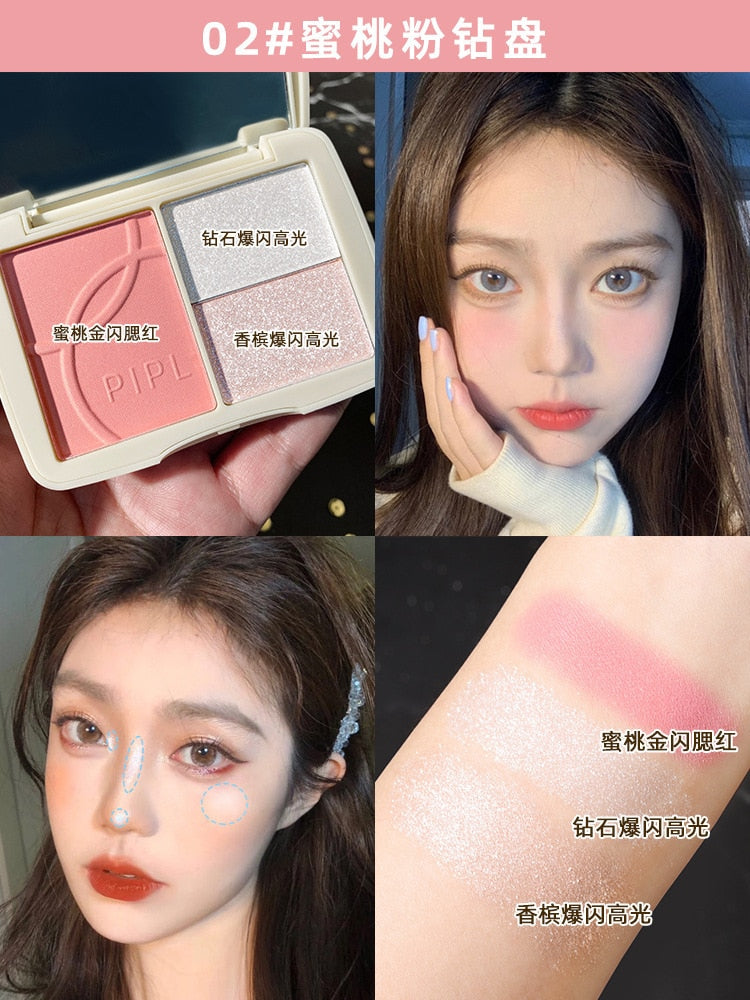 Makeup Highlighter Palette HighGloss Texture Contour Palette Base Illuminator Highlight Face Bronzer Cheek Blush Powder Cosmetic