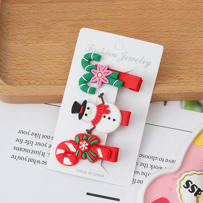 New 5/9 Pcs Suit Christmas Hair clip Christmas tree Santa Claus Hair band Baby Hairpins Headwear Girl Christmas Hair accessories