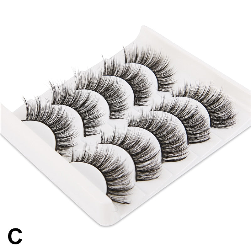 5 Pairs False Eyelashes Imitation Mink Hair Handmade Fluffy Wispy Natural Long Lashes No cruelty Eye Lash Extension Makeup Tools