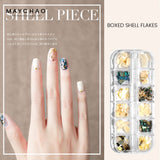 Shell Flakes Nail Art 1 Box 12 Holes Rhinestone 3D Mixed Color DIY Manicure Glitter Small Irregular Beads Nail Art Stone Decals