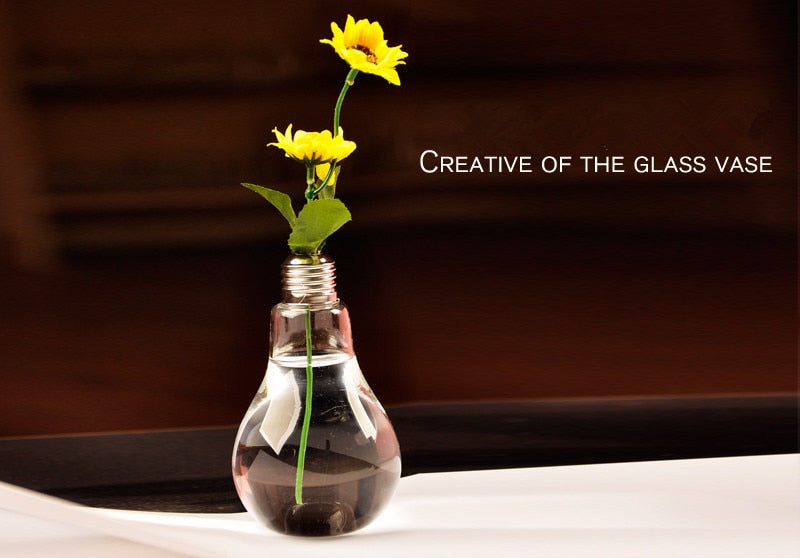 Home Decor Wedding Decoration Light Bulb Transparent Glass Vase Fashion Hydroponic Flower Vase Gifts Retro DIY