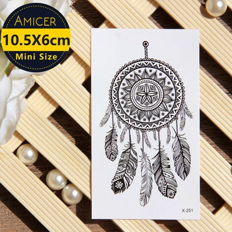 3D Waterproof Temporary Tattoo Stickers  Dream Catcher Diamond Feather Flash Tattoo Body Art For Women Transferable Fake Tattoos