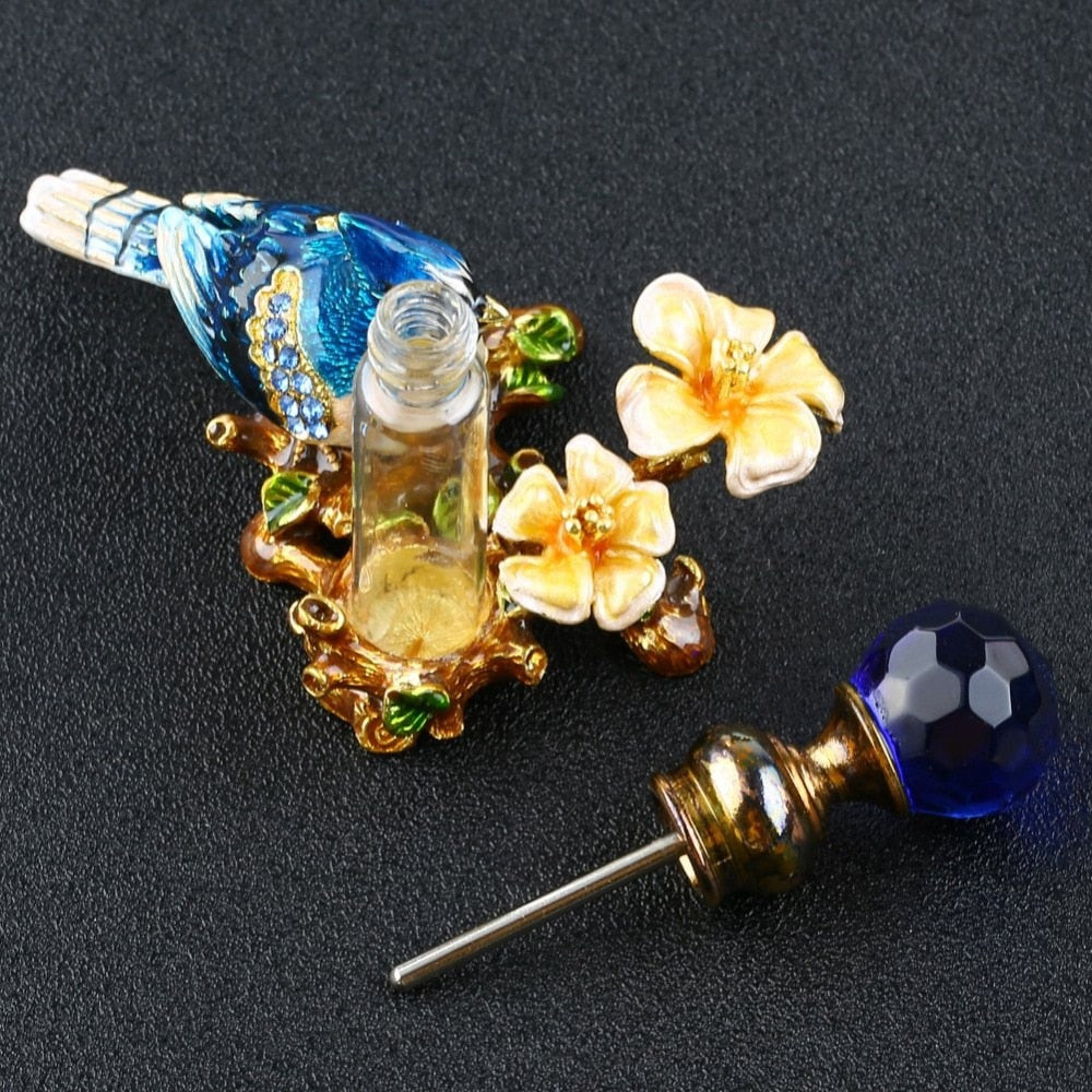 4ml Vintage Metal Bird Glass Empty Perfume Bottle Container Decor Ladies Gift
