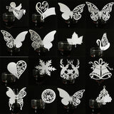 50pcs/lot White Butterfly Heart Laser Cut Table Mark Wine Glass Name Place Cards Wedding Birthday Baby Shower Christmas Supplies