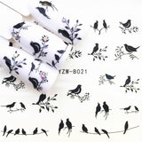 LOLEDE 1Sheet Little Bird Nail Sticker Flower Decal Sliders for Nail Art Decoration Tattoo Manicure Wraps Tool 1008