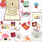 Happy Birthday Postcard Greeting Gift Cards Blank Paper 3D Handmade Pop Up Laser Cut Vintage Invitations Custom with Envelope