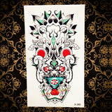 Hot Halloween Style Flash Tattoos Men Women Arm Makeup AF182 Black Blue Evil Skull Death Waterproof Temporary Tattoo Paper Paste