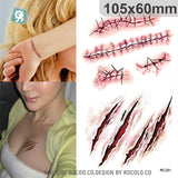 Halloween waterproof temporary tattoos paper for men boy scar wound realistic blood injury flash tattoo sticker RC2251