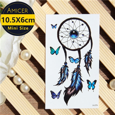 3D Waterproof Temporary Tattoo Stickers  Dream Catcher Diamond Feather Flash Tattoo Body Art For Women Transferable Fake Tattoos