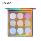 UCANBE 9 color Highlighter Eyeshadow Palette Shine Long Lasting Waterproof Eye Shadow Pallete Shiny Brighten Eye Pigment makeup